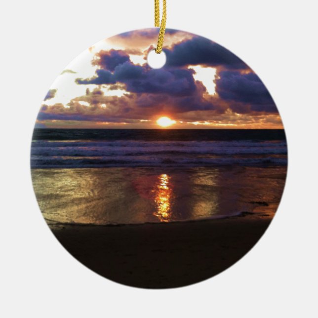 Marina del Rey Sunset Ceramic Tree Decoration (Front)