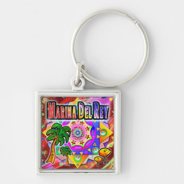 Marina Del Rey Tropical Friends Keychain (Front)