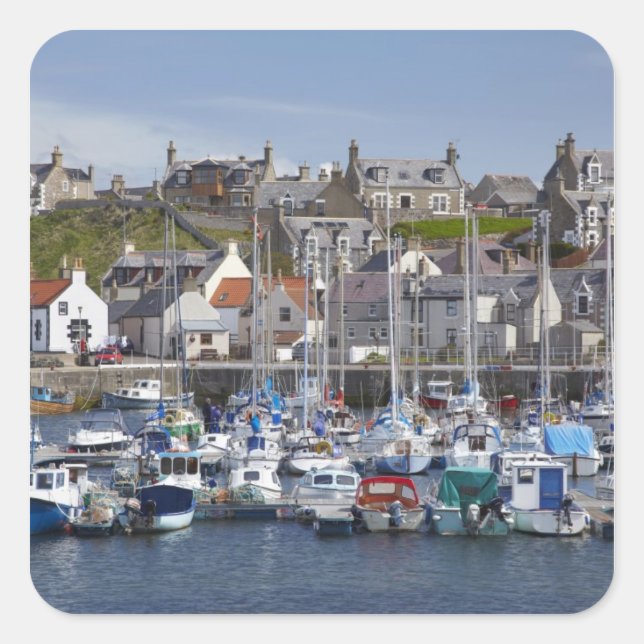 Marina, Findochty, Moray, Scotland, United Square Sticker (Front)