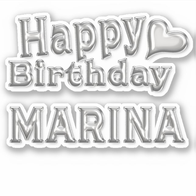 Marina Happy Birthday silver Sticker (Front)