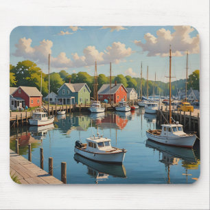 Marina in a Little Fishing Village Mouse Mat