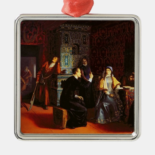 Marina Mniszech under Arrest with A Priest, 1883 Metal Tree Decoration (Front)