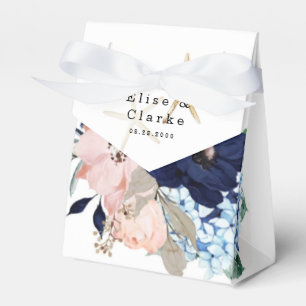 Marina Nautical Bloom Navy Blush Pink Wedding Favour Box