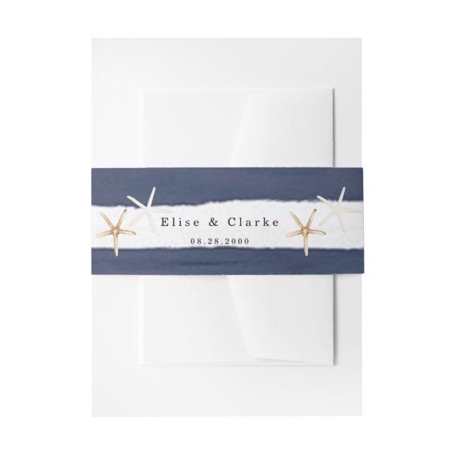 Marina Nautical Bloom Navy Blush Pink Wedding Invitation Belly Band (Front Example)