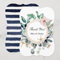 Marina Nautical Blooms Wedding Thank You Cards