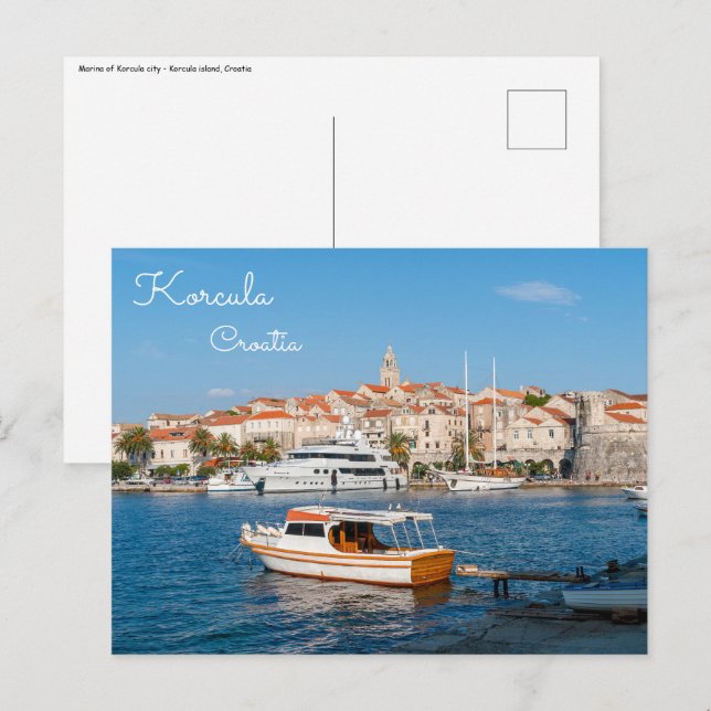 Marina of Korcula city - Dalmatia, Croatia Postcard (Front/Back)