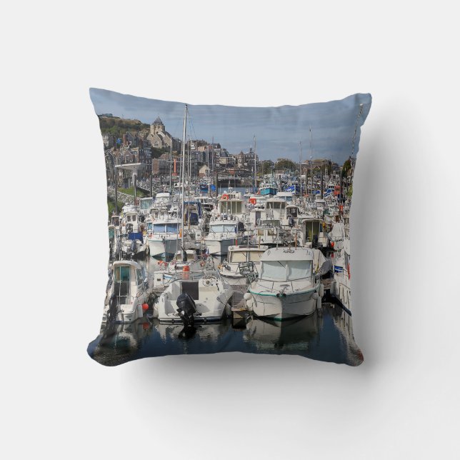 Marina of Le Tréport in France Cushion (Front)