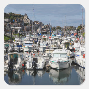 Marina of Le Tréport in France  Poster Square Sticker