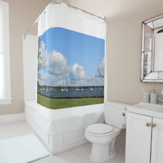 Marina on Lake Muskegon Shower Curtain