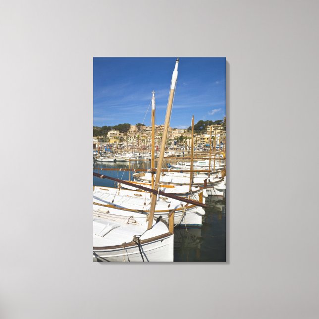 Marina, Port de Soller, West coast, Mallorca, Canvas Print (Front)