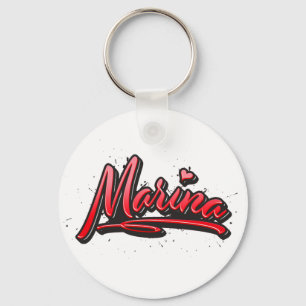 Marina red Heart Graffiti Schlüsselanhänger Key Ring