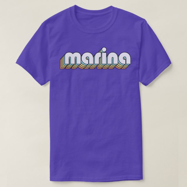 Marina Retro Rainbow Typography Faded Style T-Shirt (Design Front)