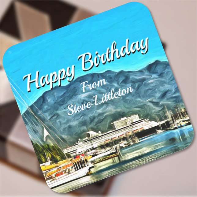 Marina Vallarta Birthday 0946 Square Sticker (Creator Uploaded)