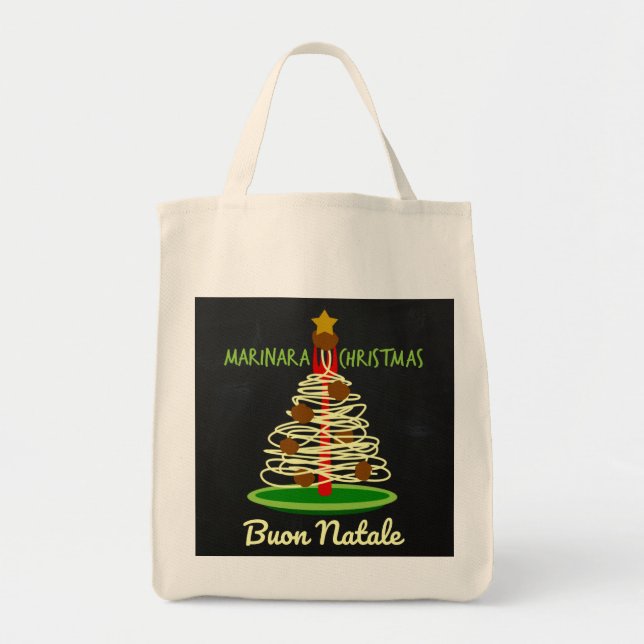 Marinara Christmas Buon Natale Spaghetti Tree Tote Bag (Front)