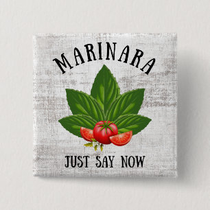 Marinara Just Say Now Italy Basil Leaves Tomatoes 15 Cm Square Badge