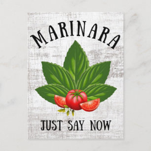Marinara Just Say Now Italy Basil Leaves Tomatoes Holiday Postcard