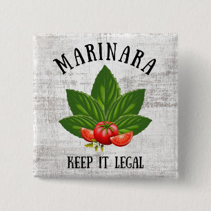 Marinara Keep it Legal Basil Leaves Tomatoes 15 Cm Square Badge