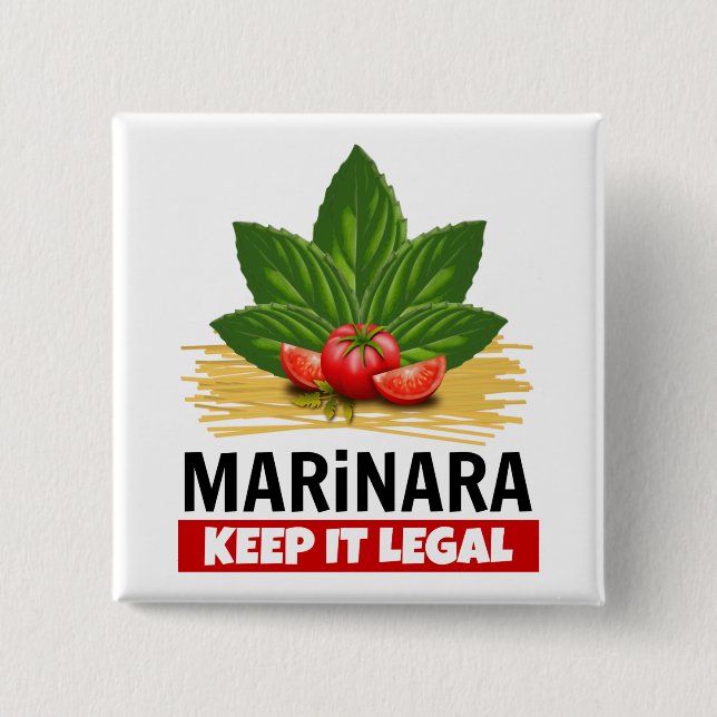 Marinara Keep it Legal Basil Tomatoes Spaghetti 15 Cm Square Badge (Front)