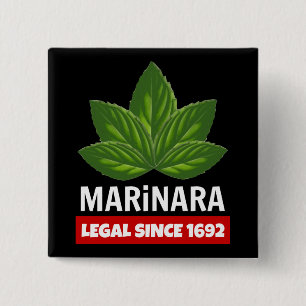 Marinara Legal Since 1692 Basil Leaves 15 Cm Square Badge