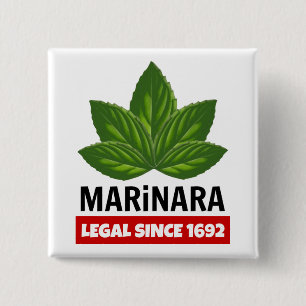 Marinara Legal Since 1692 Basil Leaves 15 Cm Square Badge