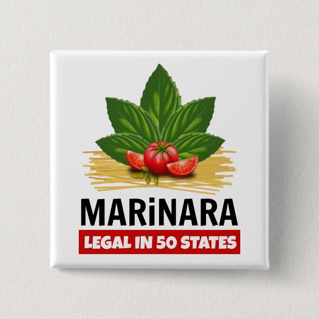 Marinara Relax It's Legal Basil Tomatoes Spaghetti 15 Cm Square Badge (Front)