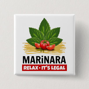 Marinara Relax It's Legal Basil Tomatoes Spaghetti 15 Cm Square Badge