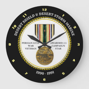 MARINE 1 STAR / DESERT SHIELD & STORM LARGE CLOCK