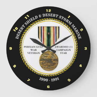 MARINE 1 STAR / DESERT SHIELD & STORM LARGE CLOCK