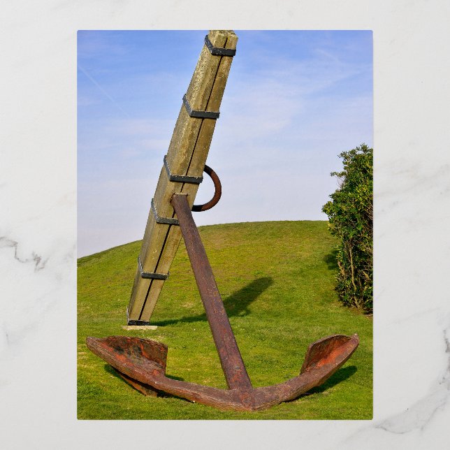 Marine anchor at Les Sables d'Olonne in France Foil Holiday Postcard (Front)