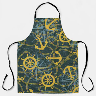 Marine anchor ship rudder and rope with wind rose apron