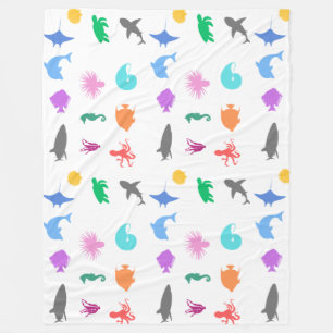 Marine animals patterned fleece blanket