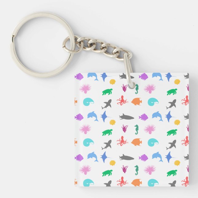 Marine animals patterned key ring (Front)