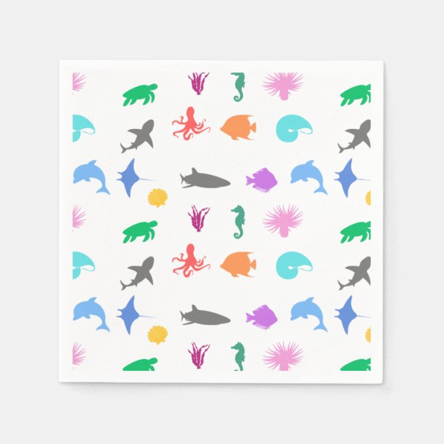 Marine animals patterned napkin (Front)