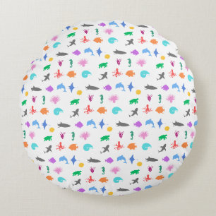Marine animals patterned round cushion