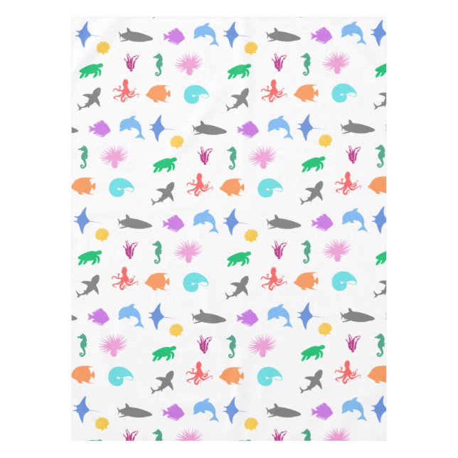 Marine animals patterned tablecloth (Front)