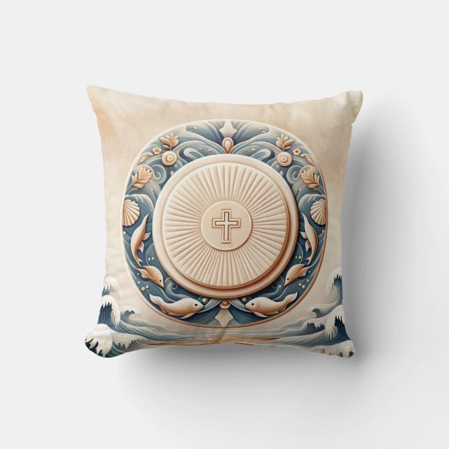 Marine Art Style Eucharistic Communion Host Cushion (Front)