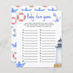 Marine Baby Item Game. Baby Shower Game
