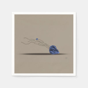 Marine beach seashell beige blue paper napkins set