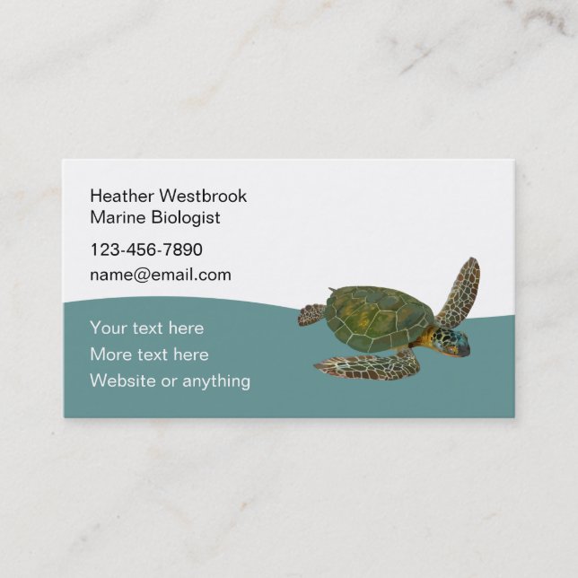 Marine Biologist Sea Turtle Theme  Business Card (Front)
