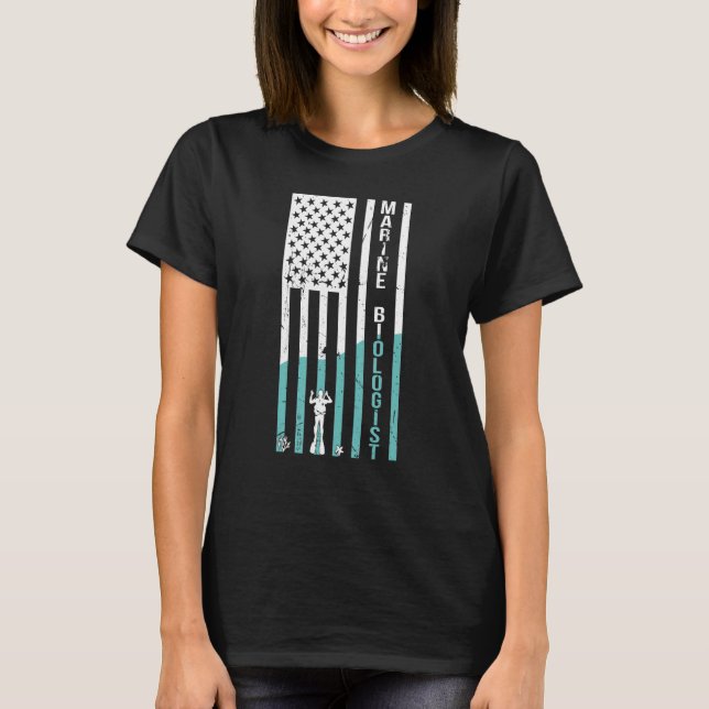 Marine Biologist US Flag Marine Biology_1 T-Shirt (Front)