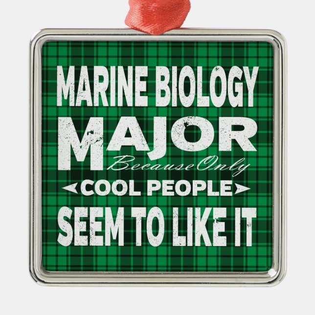 Marine Biology College Major Green Plaid Metal Tree Decoration (Front)