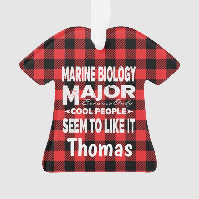 Marine Biology College Major Red Plaid Ornament (Front)