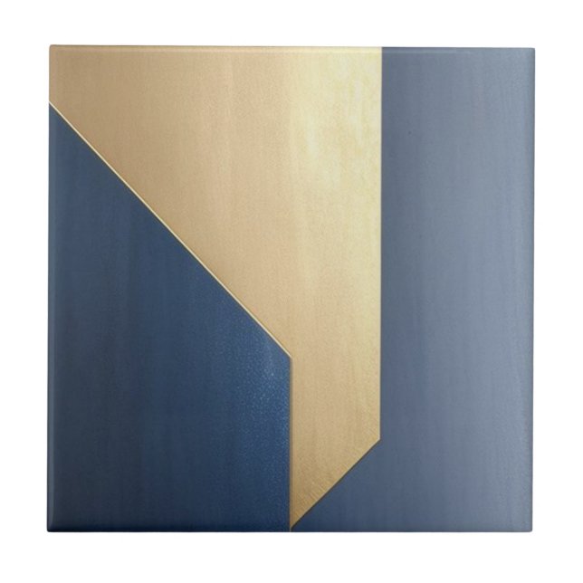 Marine blue and golden Ceramic Tile (Front)