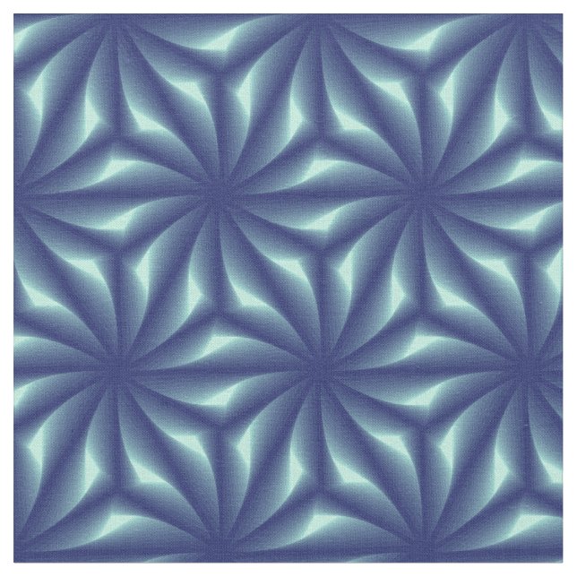 Marine Blue Fractal Pattern Fabric (Close Up)