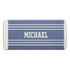 Marine Blue Stripes custom monogram eraser