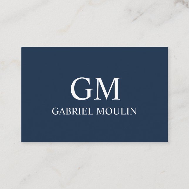 MARINE BLUE VISIT CARD WITH INITIALS  (Front)