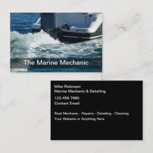 Marine Boat Mechanic And Detailing Business Card