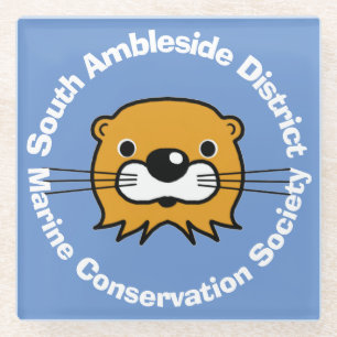 Marine Conservation With Otter Head. Glass Coaster
