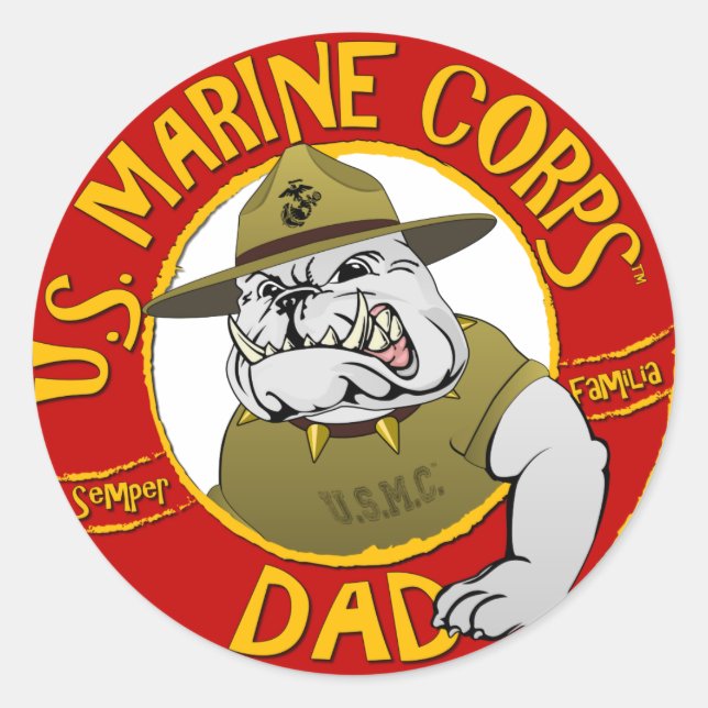 Marine Corp Dad Classic Round Sticker (Front)