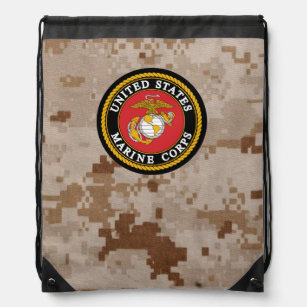 Marine Corps Camo with Seal Drawstring Bag